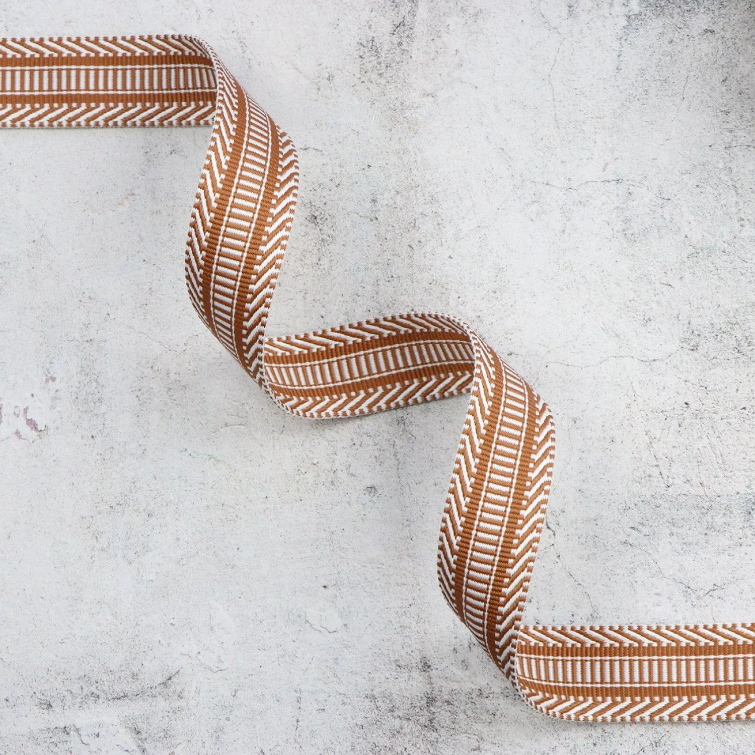 1.5"Railroad Track Tan-White Webbing/Strapping - sold in multi lengths