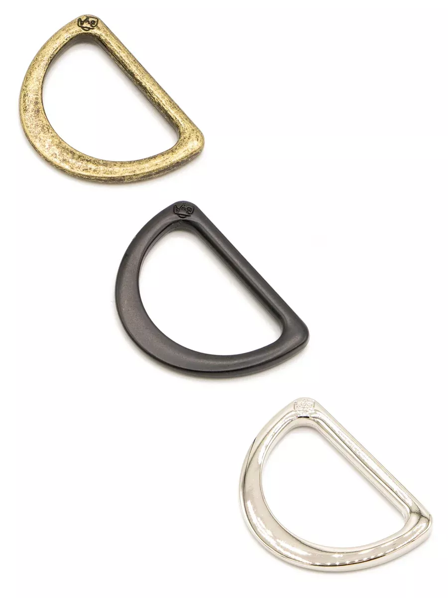 1" Black D-Ring - Flat, Set of Two