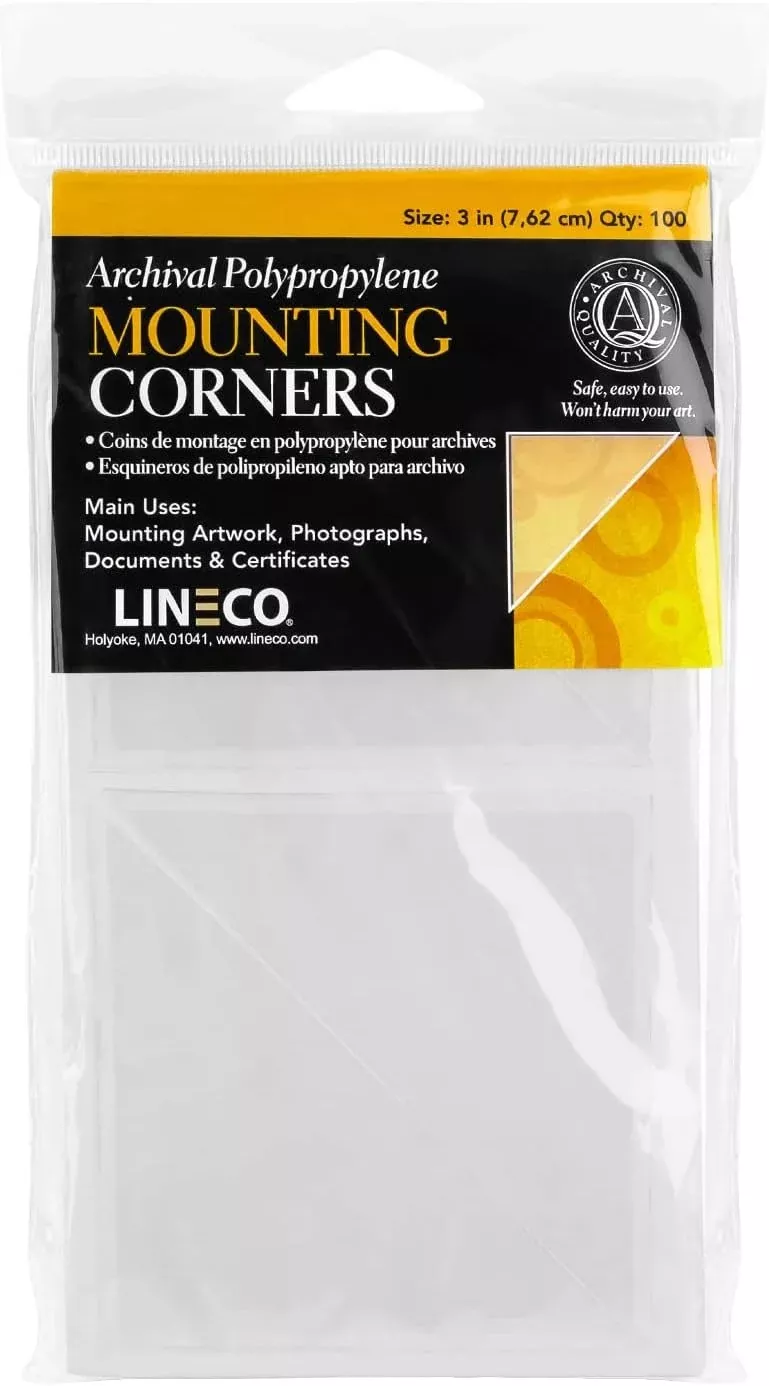(1) - Lineco Self-Adhesive Polypropylene Mounting Corners - 3" Clear (