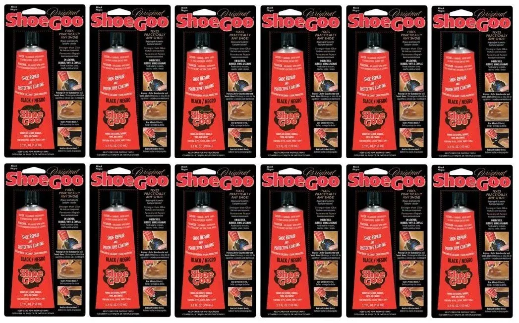 (12-Pack) Shoe Goo Black 3.7 Oz Footwear Adhesive Repair & Protective