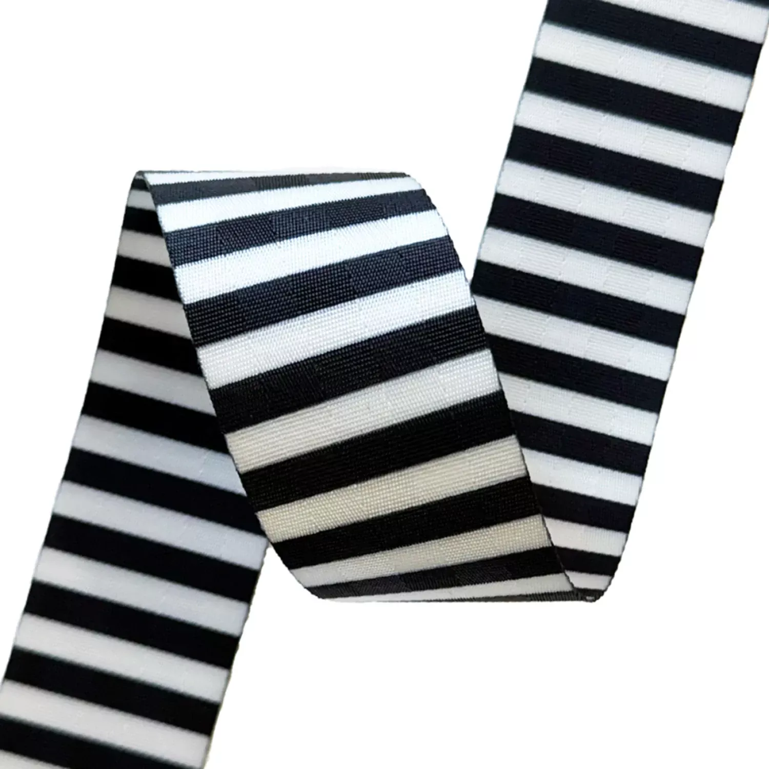 2 in. Black and White Striped Webbing/Strapping Sold by the Yard