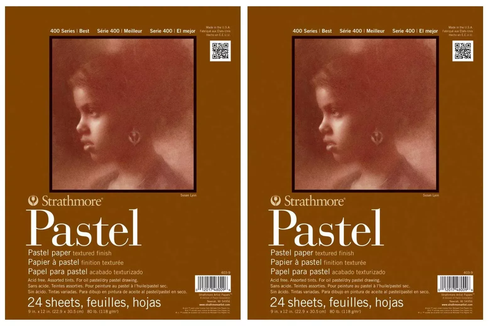 2-Pack - Strathmore 400 Series Pastel Pad, Assorted Colors, 9"x12" Glu