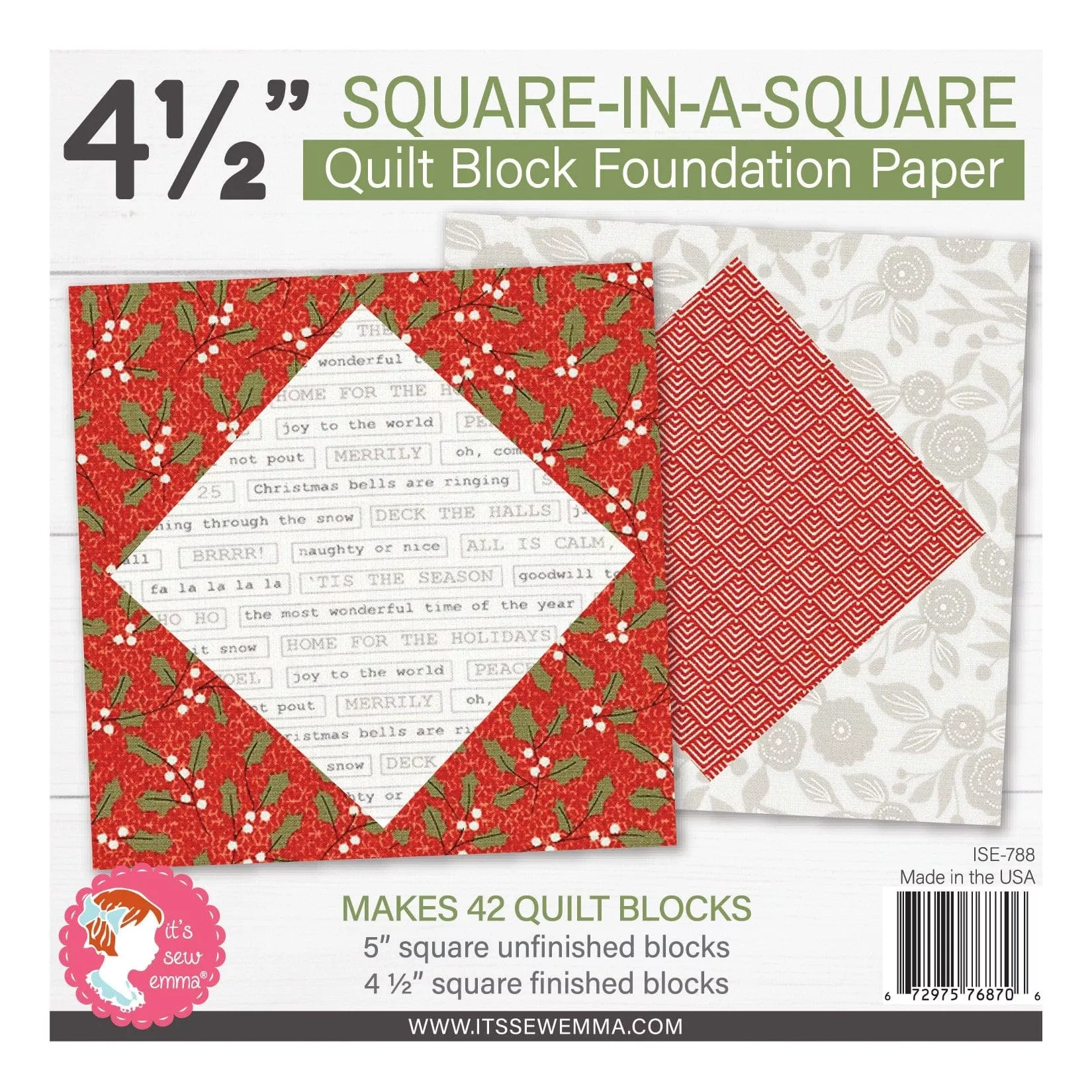 4-1/2in Square-in-a-Square Quilt Block Foundation Papers