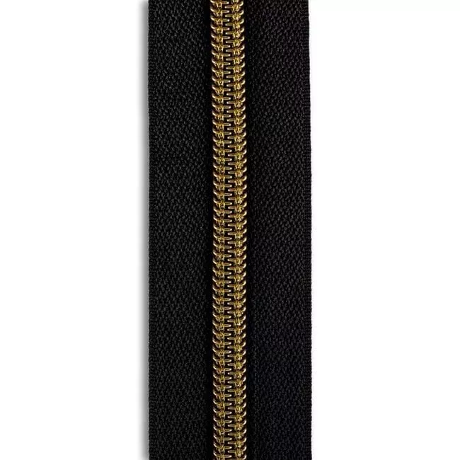 #5 Metallic Nylon Zipper By the Yard - Black