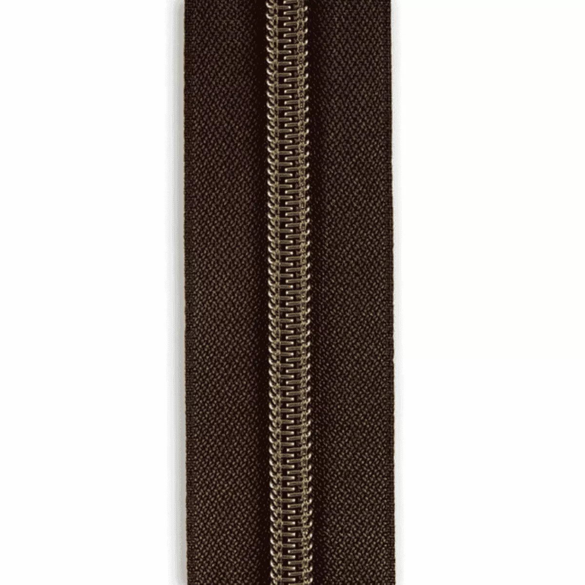 #5 Metallic Nylon Zipper By the Yard - Dark Brown