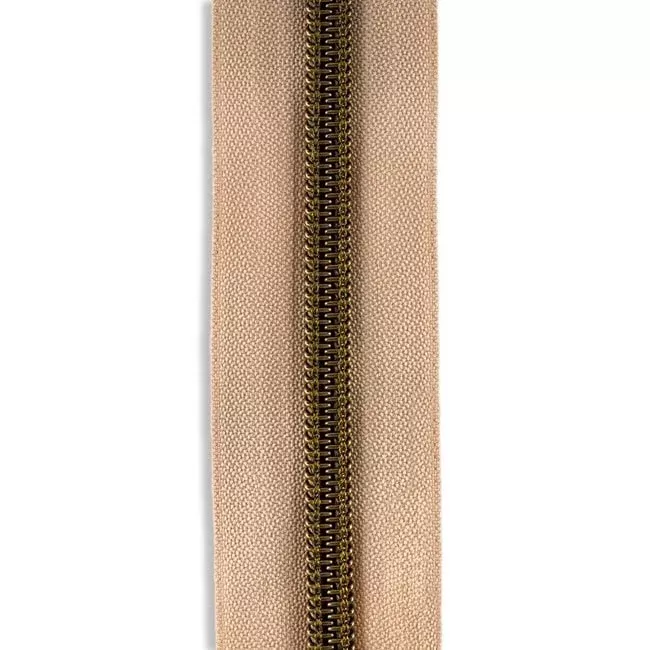 #5 Metallic Nylon Zipper By the Yard - Natural