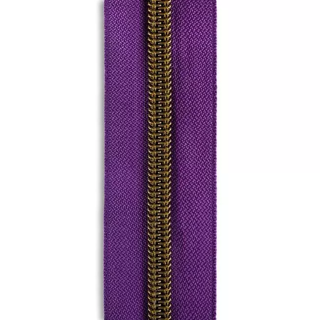 #5 Metallic Nylon Zipper By the Yard - Purple