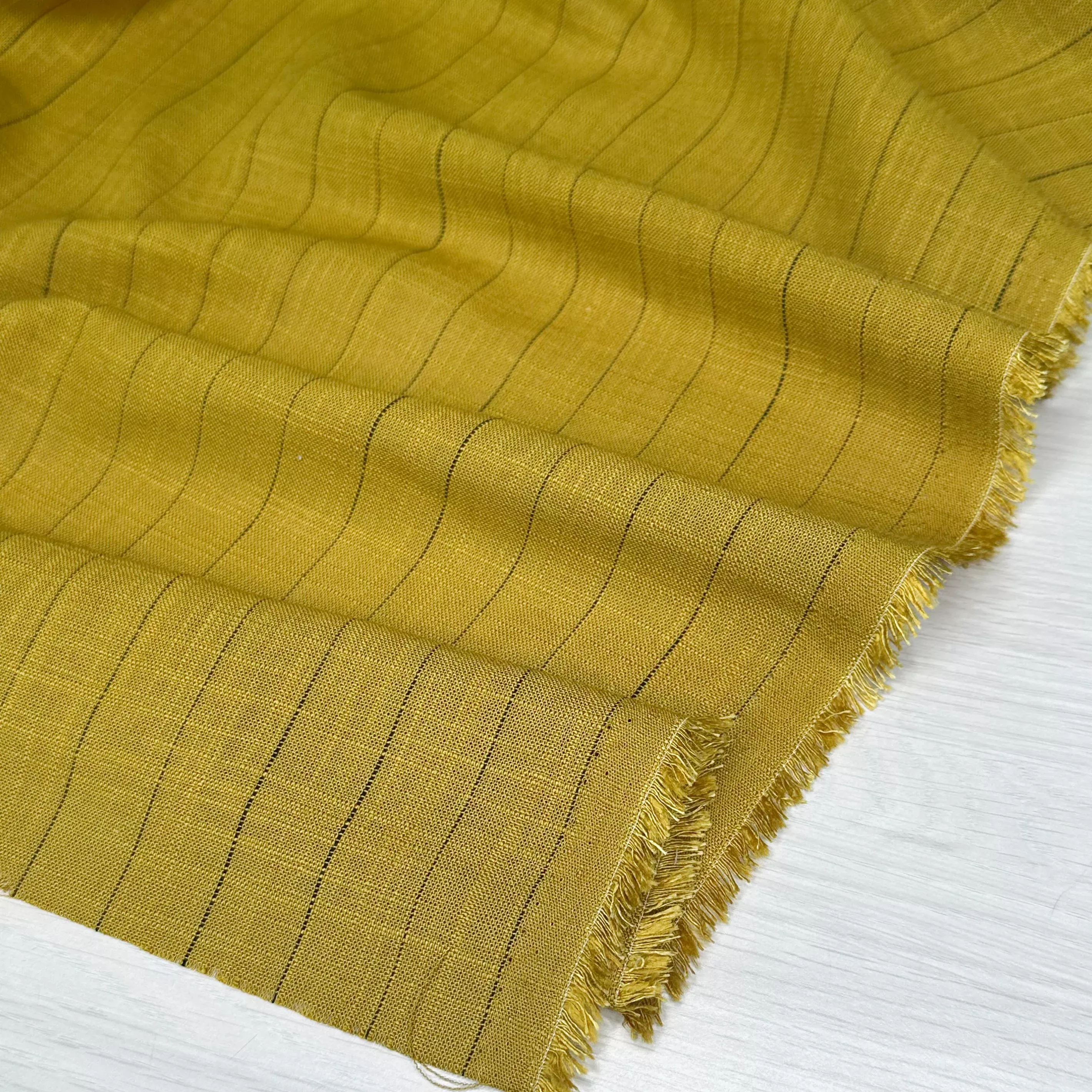 .5 MTR REMNANT 6oz Viscose/Linen Stripe - Dijon
