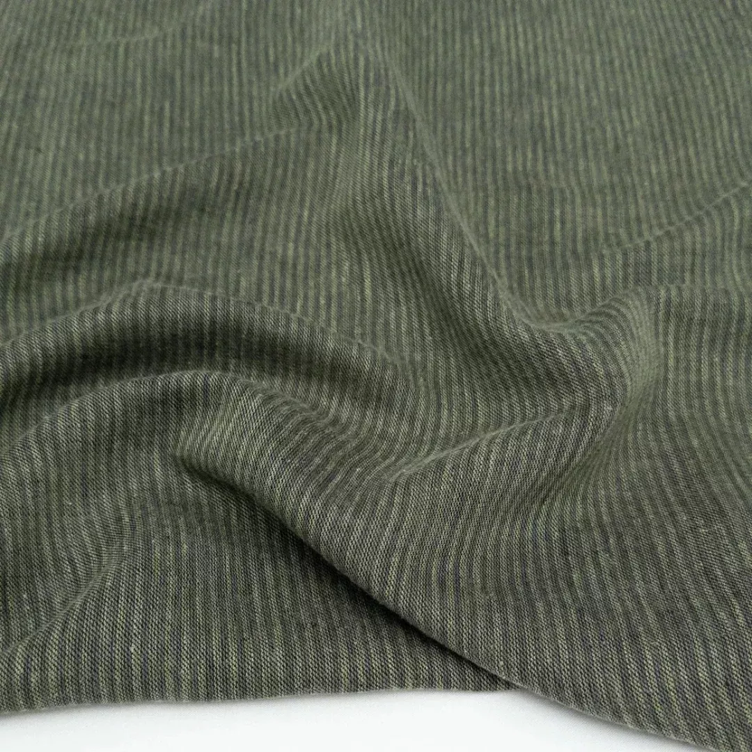 .7 MTR Remnant 4.5oz Autumn Stripe Linen - Khaki