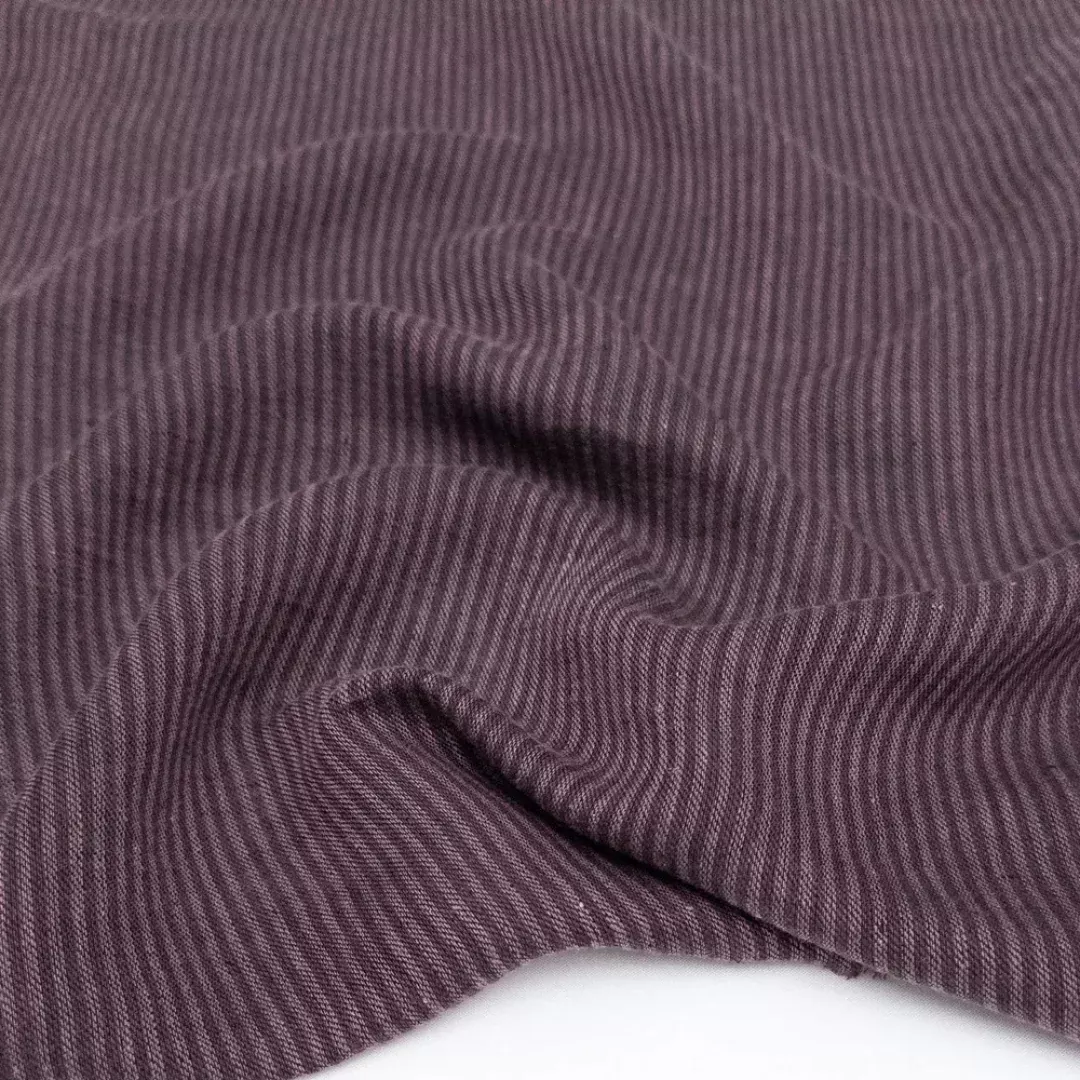 .75M Remnant 4.5oz Autumn Stripe Linen - Plum