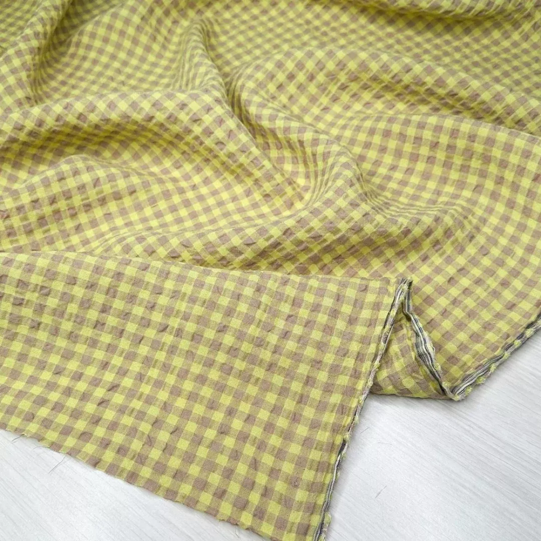 .8 MTR REMNANT 3.8oz Linen Blend Check - Lime