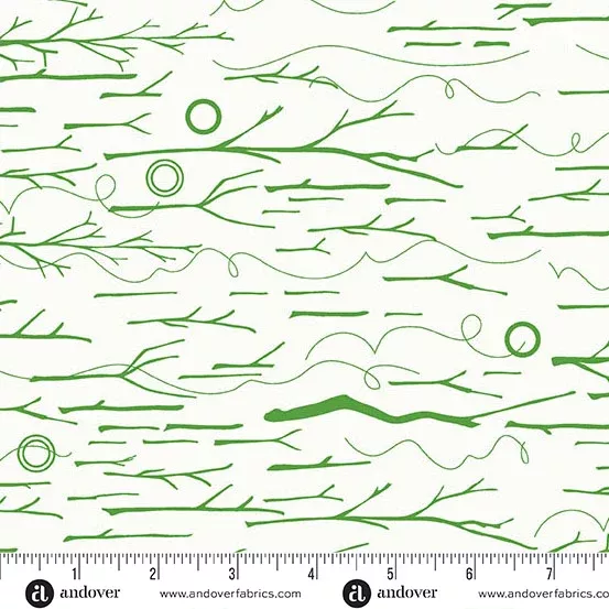 Andover - Alison Glass Sun Print Whisper - Sticks and Twine Grass Fabric