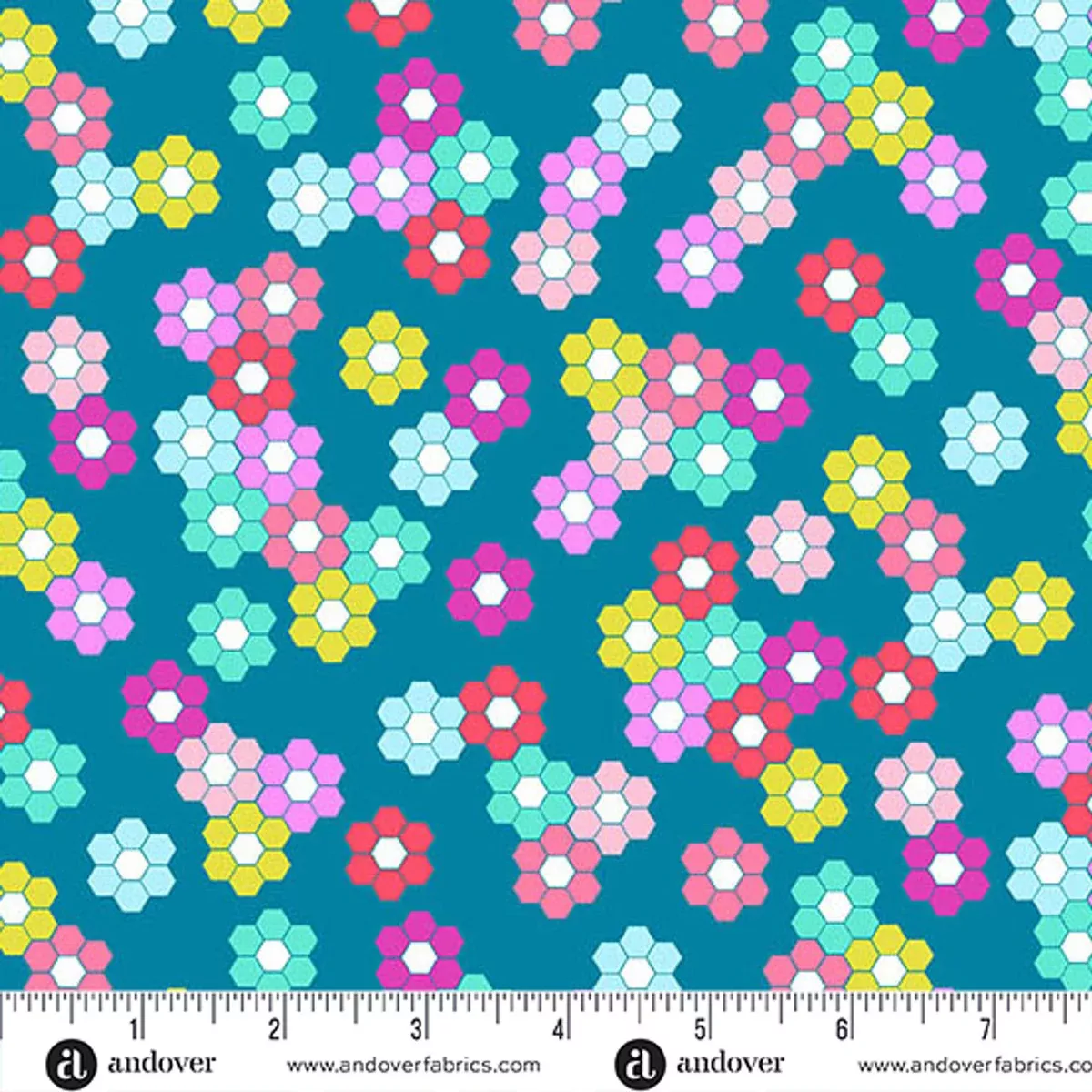 Andover - Color Pop Playground - Hexie Garden Reef Fabric