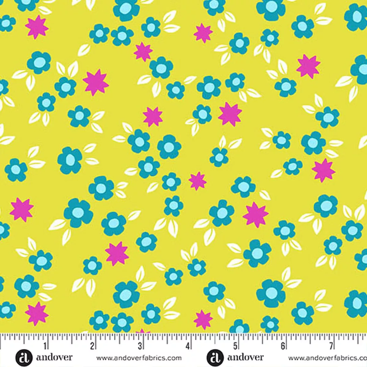 Andover - Color Pop Playground - Starry Blooms Limeaid Fabric