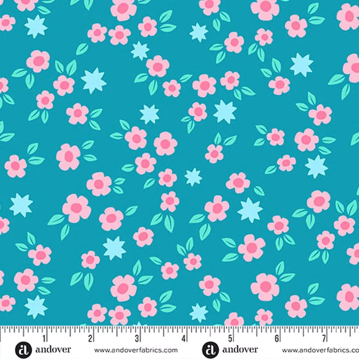 Andover - Color Pop Playground - Starry Blooms Teal Fabric