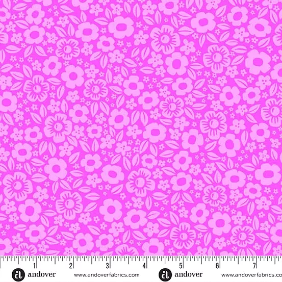 Andover - Ghostly Garden - Floral Fright Pink Fabric