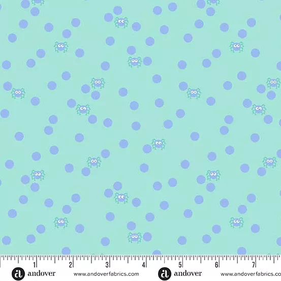 Andover - Ghostly Garden - Spin and Spot Aqua Fabric