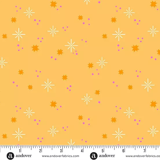 Andover - Ghostly Garden - Stardust Orange Fabric