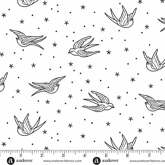 Andover - Libs Elliott Perfect Day - Swallows White Fabric