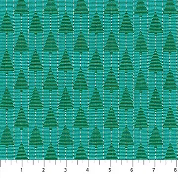 Anna Maria Textiles - Silver Lining - Tree Farm - Turquoise