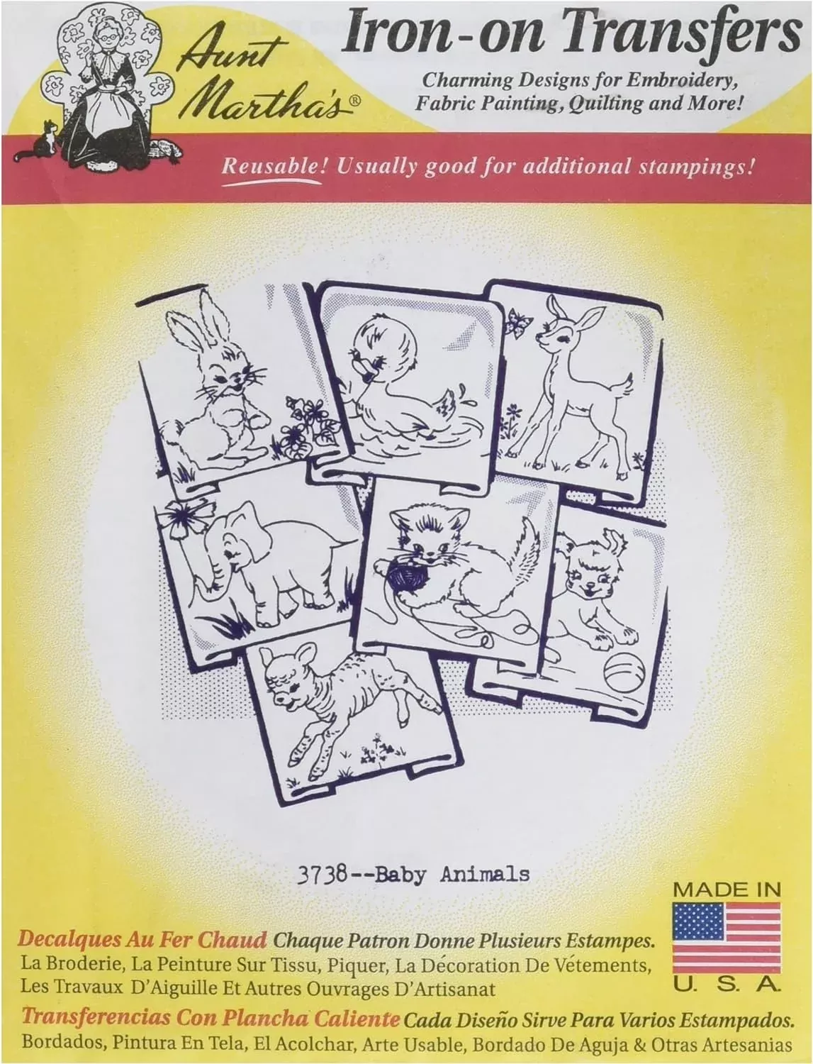 Aunt Martha's Iron On Transfer Patterns for Stitching, Embroidery or F