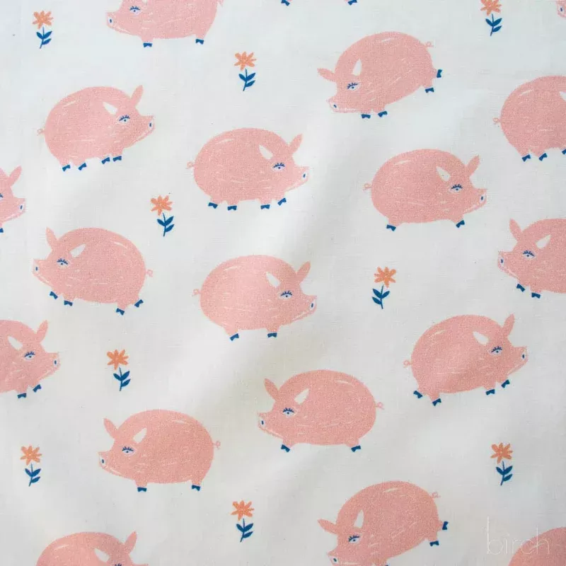 Birch Fabrics - Organic Cotton Poplin - Oink