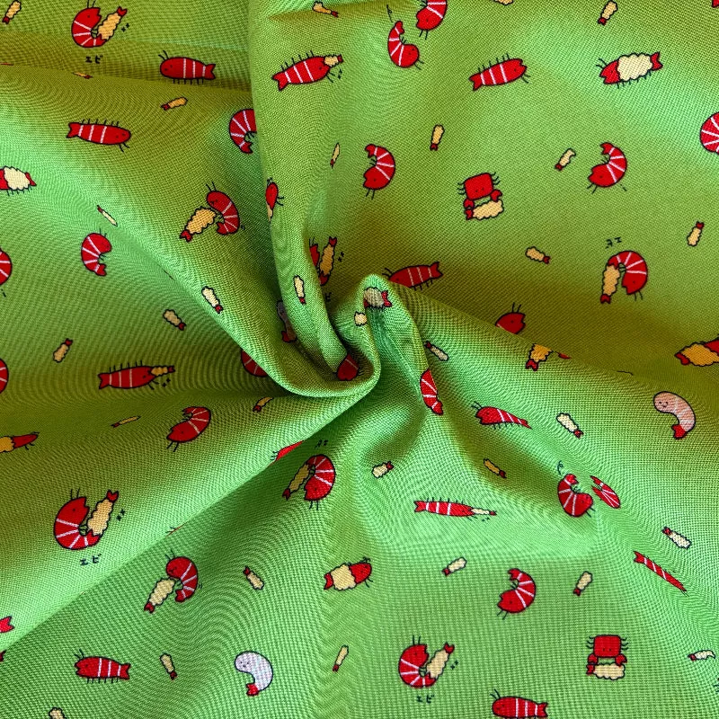 Cosmo - Cotton Sheeting - Cute Shrimp & Ebi Scatter