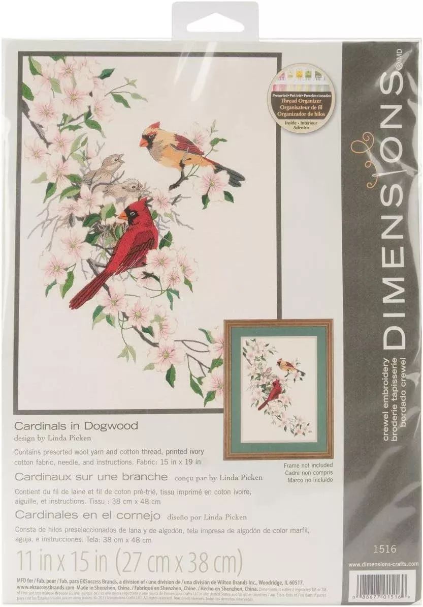 Dimensions Crewel Embroidery Kit - Cardinals In Dogwood