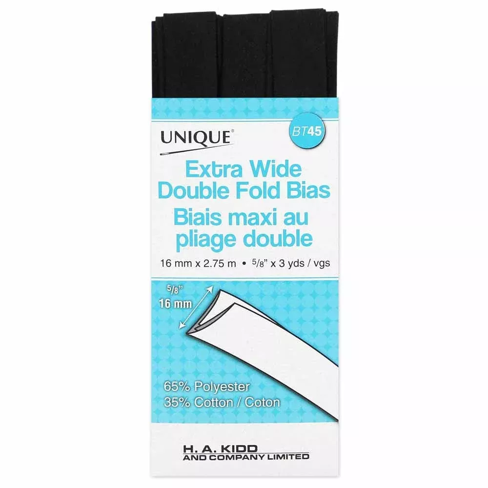 Double-Fold Bias Tape 5/8" (16mm) - Black
