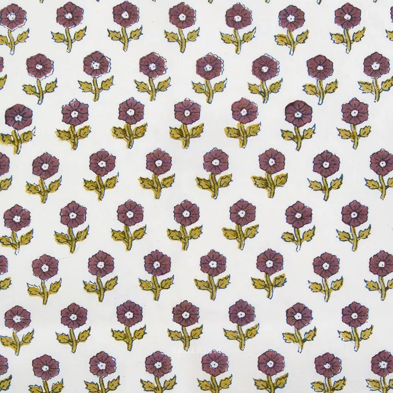 Fableism - Indian Block Prints - Cottage - Flowerling - Eggplant
