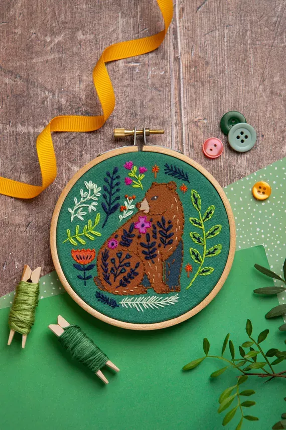 Folk Bear Mini Embroidery Kit by Hawthorn Handmade