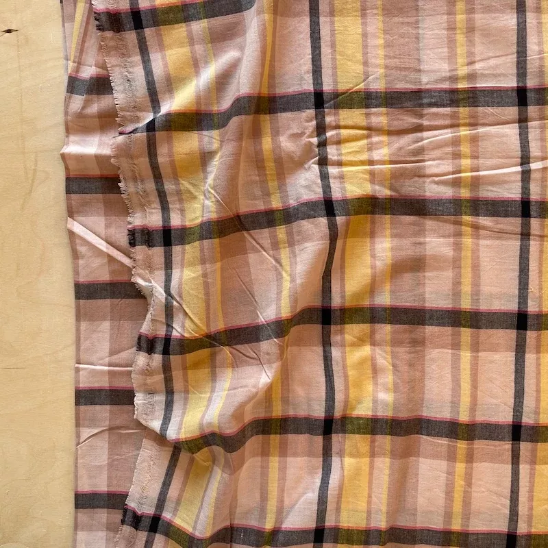 Handwoven Indian Cotton - Stripes and Checks - Mocha Sunshine