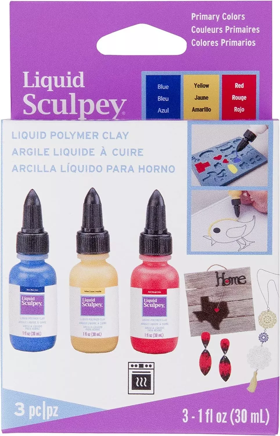 Liquid Sculpey Liquid Polymer Oven-Bake Clay, Primary Sampler Pack, Th