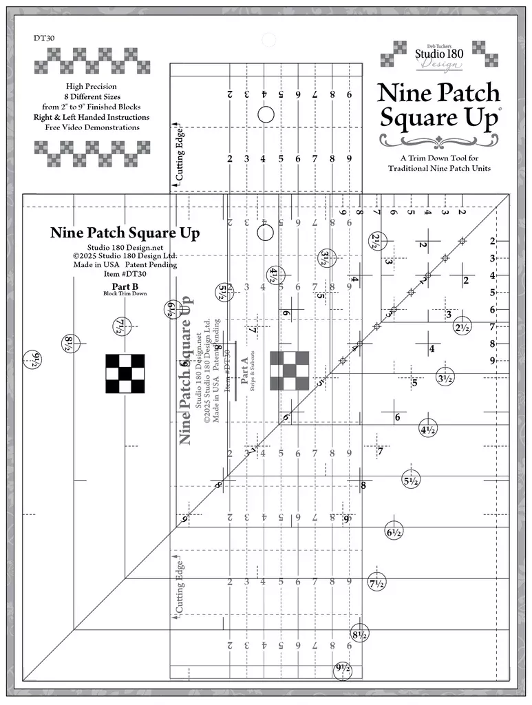 Nine Patch Square Up Rulter - Deb Tucker