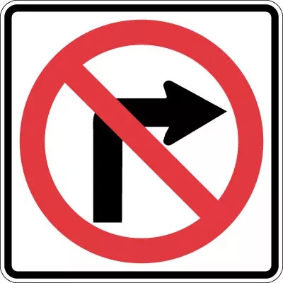 "NO RIGHT TURN" - HIGH INTENSITY