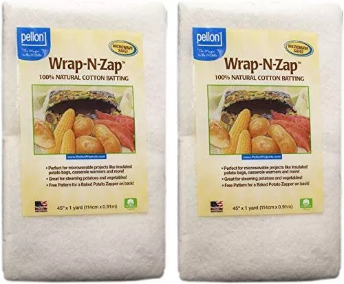 Pellon, Natural Wrap-N-Zap Cotton Quilt Batting, 45 by 36-Inch, 2 Pack