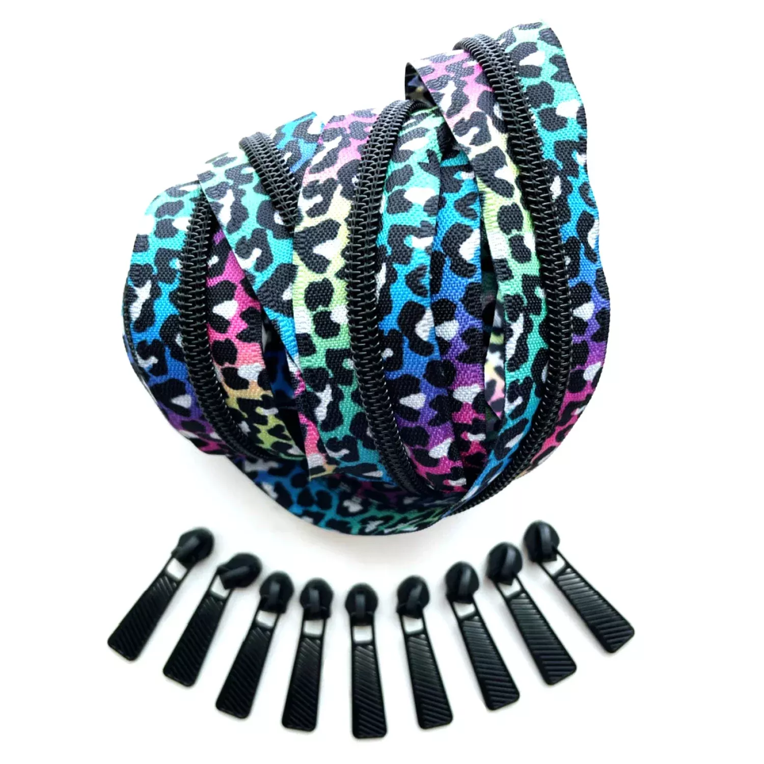 Sew Hungry Hippie - Rainbow Leopard Zipper 3yd