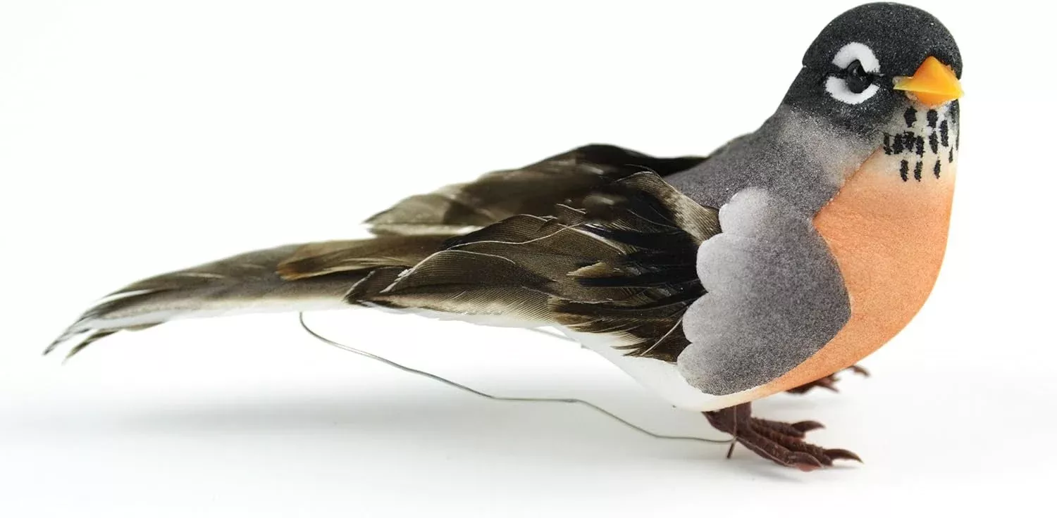 Touch of Nature Feather Robin on Wire, 4-1/2-Inch