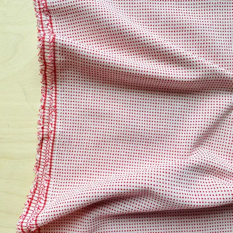 Vancet - Yarn Dyed Cotton - Palest Pink with Red