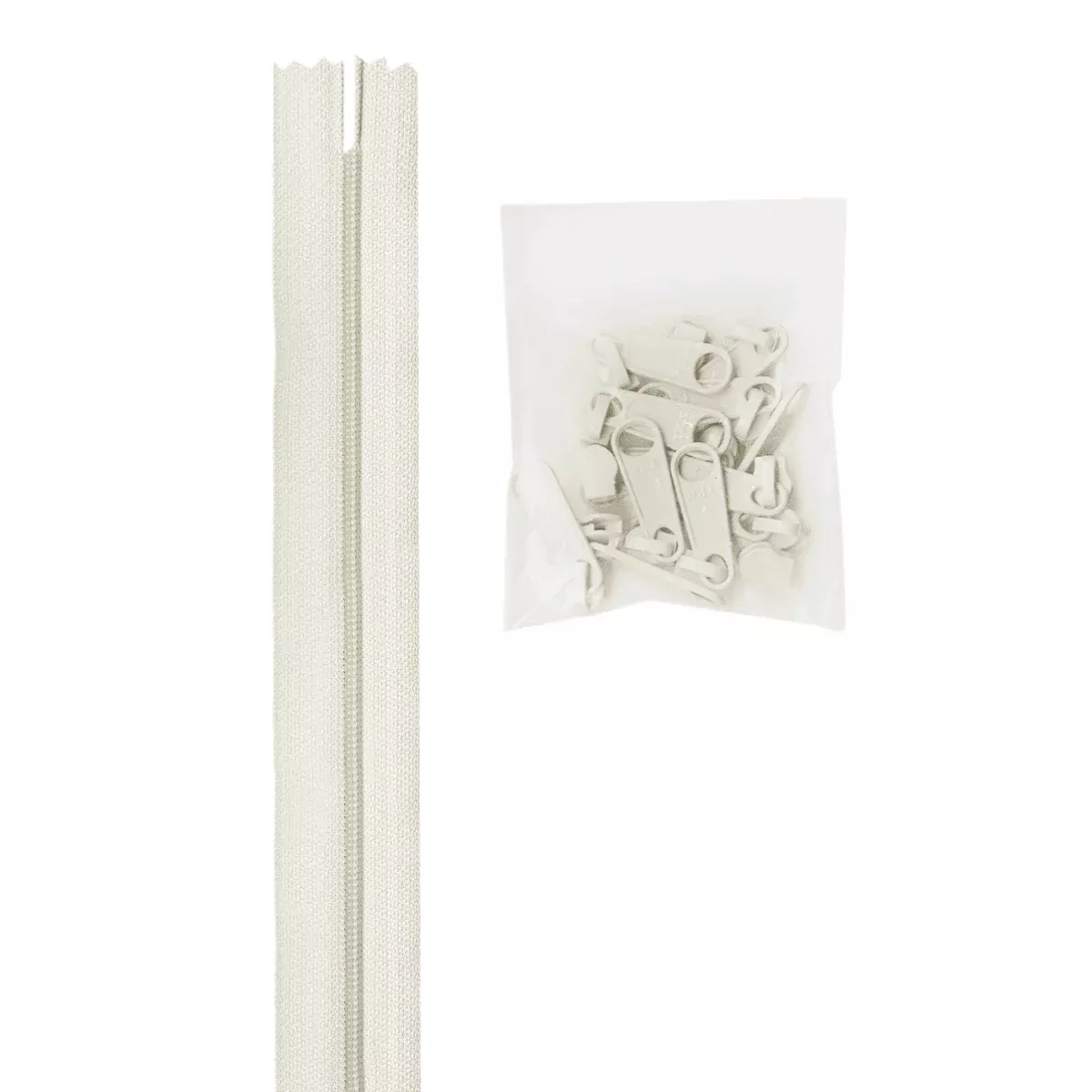 Zipper by the Yard - White